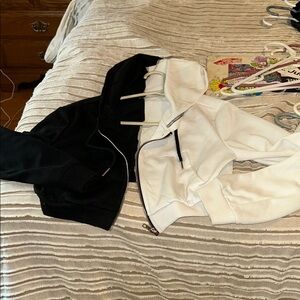 Black and White Zip-Up Hoodies